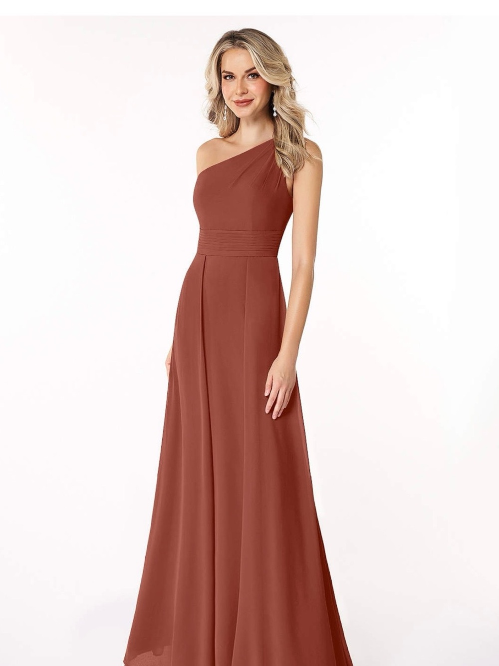 Azazie One-Shoulder Rust Formal Gown